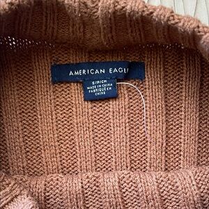 American Eagle Outfitters Brown Ribbed Cowl Neck Sweater